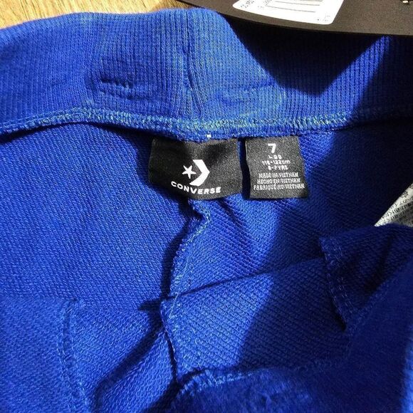 Converse All Star Chuck Taylor Logo Shorts Kids Size 7 Blue White French Terry - Picture 5 of 6